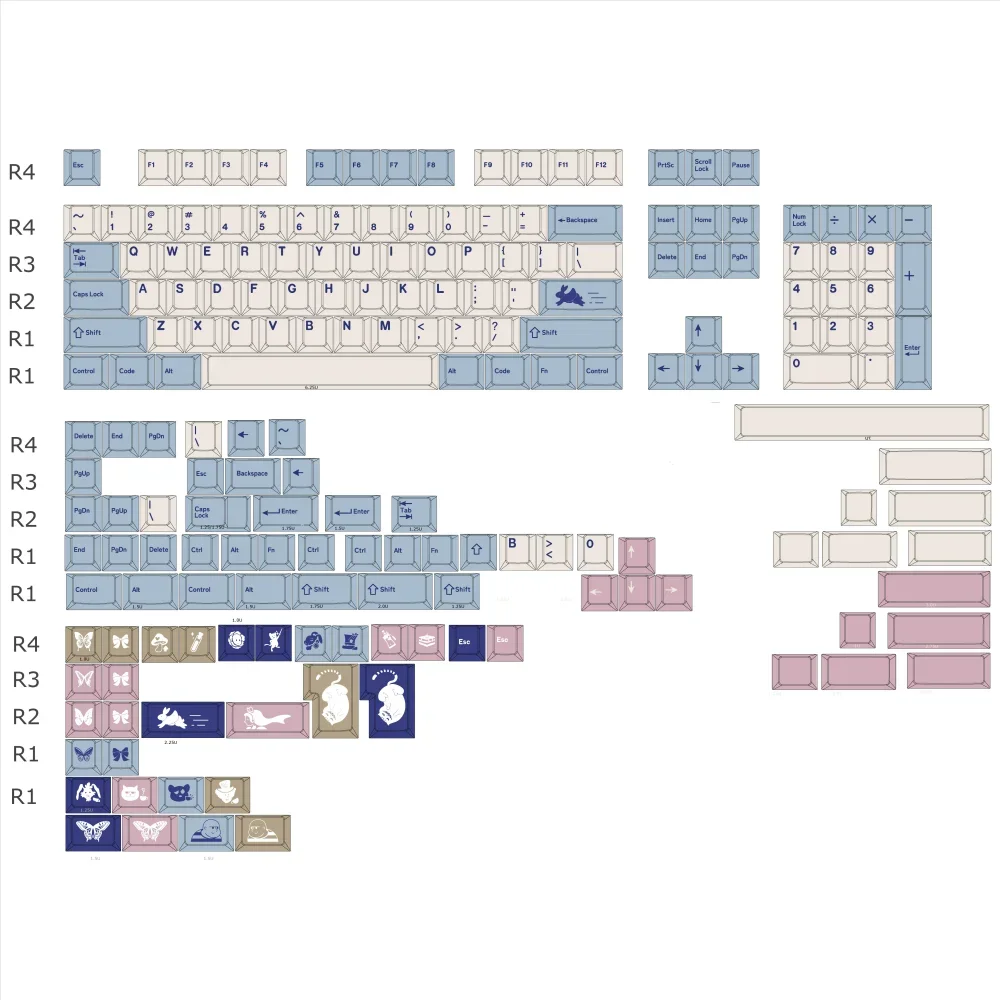 JINXI Large Full Set Key Cap Underland Alice Theme Original Profile 5 PBT Sides Sublimation Thermal Keycap for Custom Keyboard image 6