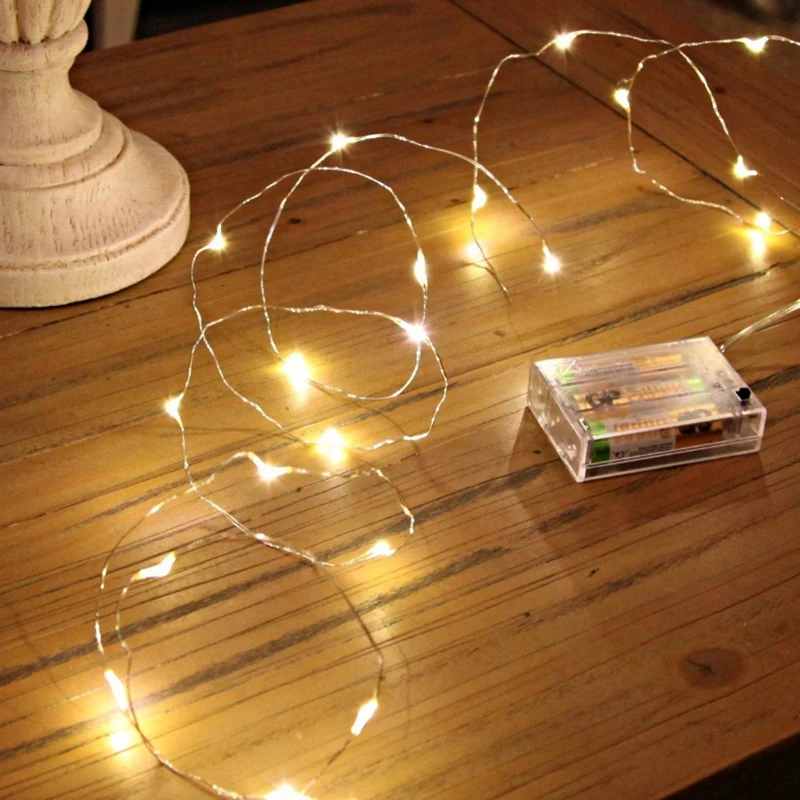 Cuerdas de alambre de cobre de 1M-30M, 300Led, funciona con pilas 3XAA, decoración de fiesta de bodas y Navidad, guirnalda de luces LED de hadas