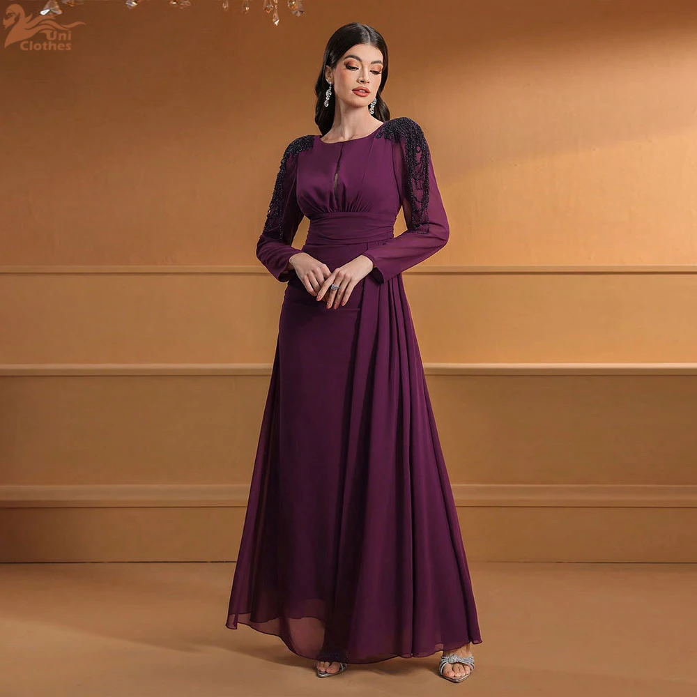 Abiti lunghi da donna Abito da sera lungo in chiffon con applicazioni alla moda Abito da sera elegante e dimagrante da donna