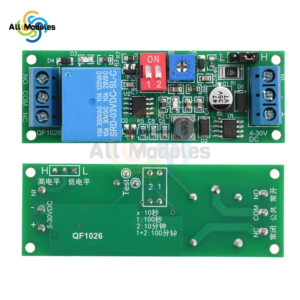 DC 4-30V Wide Voltage 1 Way Monostable Time Delay Relay Module Trigger Timer Switch Trigger Delay Switch