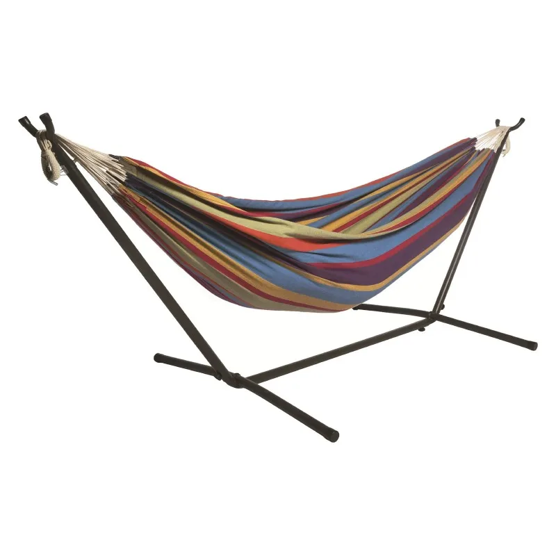 

9ft Double Hammock Combo with Carry Bag and Stand - Caribbean Rainbow Pattern