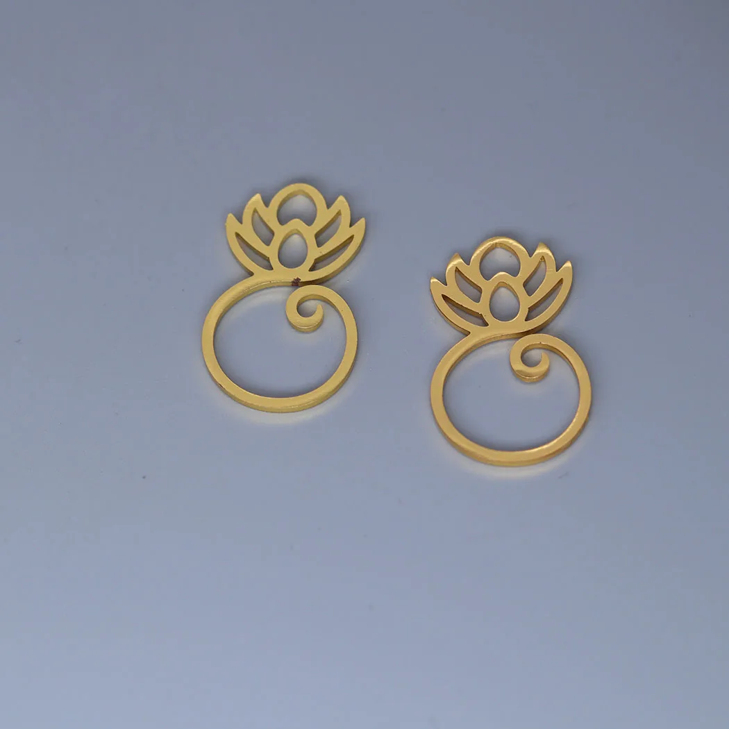 5pcs/lot Lotus Flower Simple Charm Pendant For Necklace Bracelets Jewelry Crafts Making Findings Handmade Stainless Steel Charm