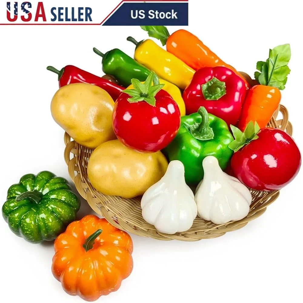 

16 Pieces Artificial Vegetables Simulation Home Decor Kitchen Decoration Fake Vegetables Set Realistic Photo Props Holiday Party