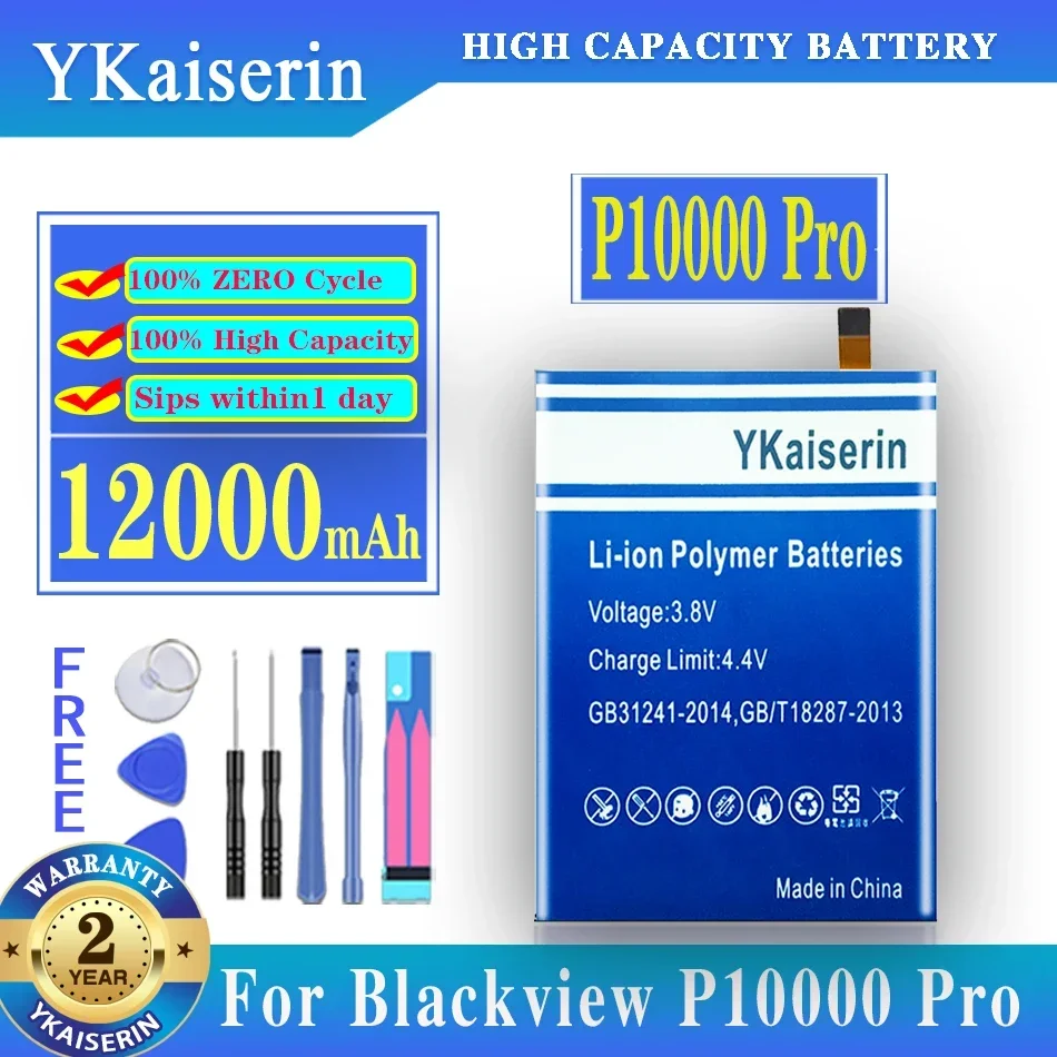 

YKaiserin Battery for Blackview P10000 Pro P10000Pro Battery P 10000 Pro 12000mAh High-quality Batteries + Free Tools