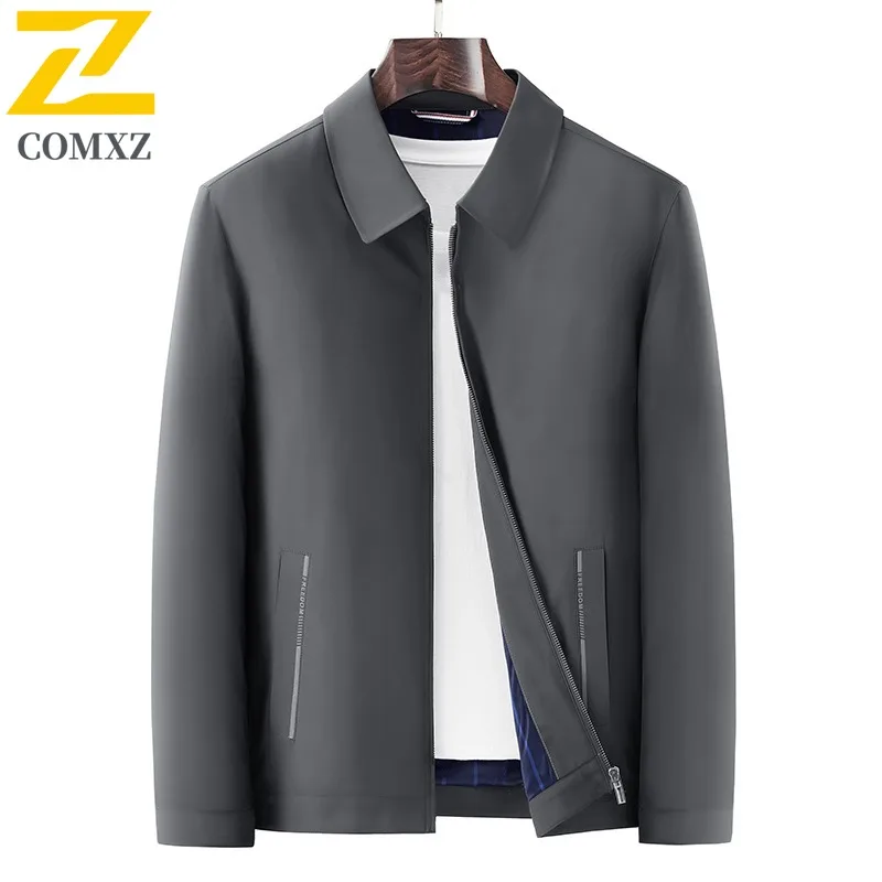 

COMXZ многофункциональная куртка премиум-класса с воротником-стойкой, 2025 г., мужская деловая повседневная легкая ветровка, однотонное уютное осеннее пальто