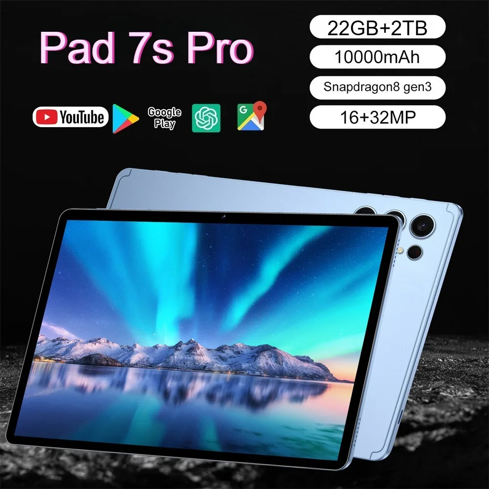 

2026 Pad 7s Pro Original 10000mAh Global Version Tablets 5G Dual SIM Card Tablet PC WIFI 22GB + 2TB 10.1inch Tab For kids Gifts