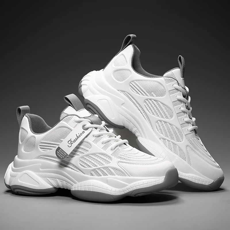 Men's Plus Size Chunky Sneakers Breathable Mesh Platform Shoes Fashion Thick‑soled Casual Walking Shoes Big Sizes 45‑49