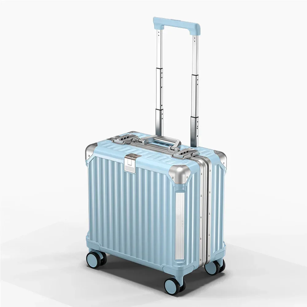 2024 Aluminum Magnesium Alloy Luggage Men/Women Travel Suitcase with Telescopic Pull Rod Spinner Size:43-25-40cm