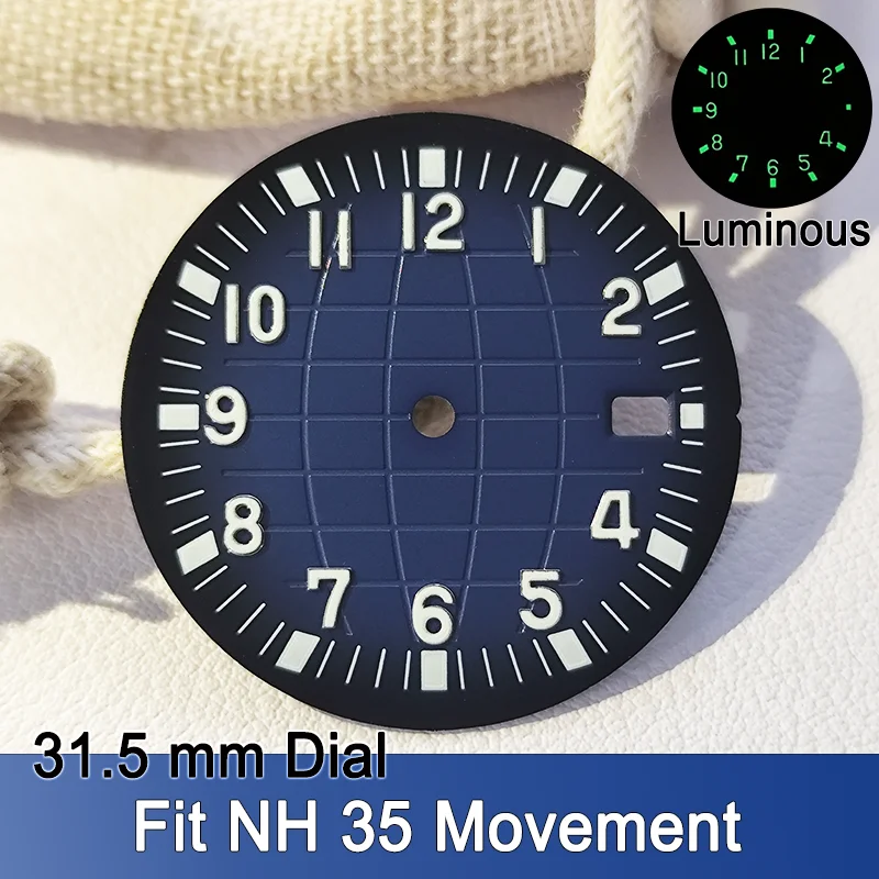 Циферблат 31,5 мм подходит для NH35 Grenad Style, циферблаты для часов, стрелки C3, зеленые светящиеся часы, наручные часы, аксессуары, запасные части