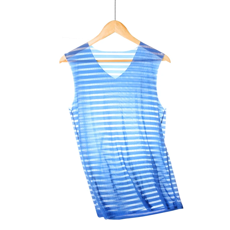 Men's Vest Thin Fitness Sports Ice Silk Seamless Vest Summer Tight Sleeveless T-Shirt Wide Shoulder Quick-Drying Bottoming Sweat