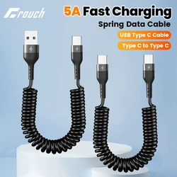 66W/5A Spring Data Cable USB Type C Cable for Xiaomi Redmi Huawei PD 60W Type C To Type C Fast Charging Cable for iphone 15