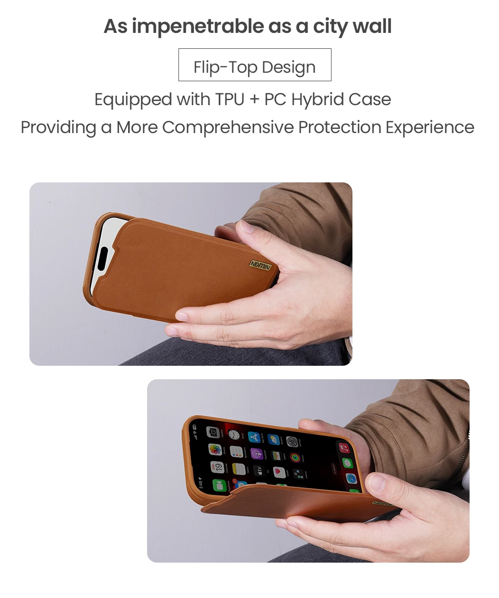 Nillkin para iPhone 17 Pro Max / 17 Air Funda Qin Pro Funda de cuero con tapa Funda protectora para lente deslizante de cámara para iPhone 17