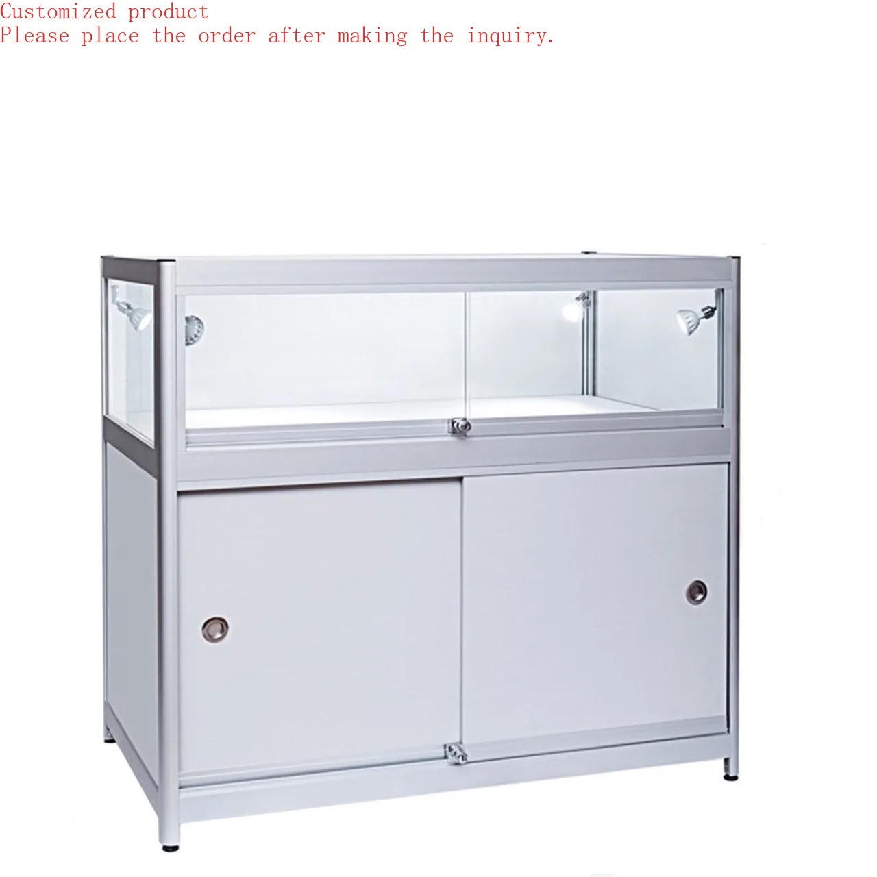 

Custom.HIKUYA High-Quality Aluminium Showcase with 1/3 Glass Display and Storage Cupboard Glass Cabinet with LED Light