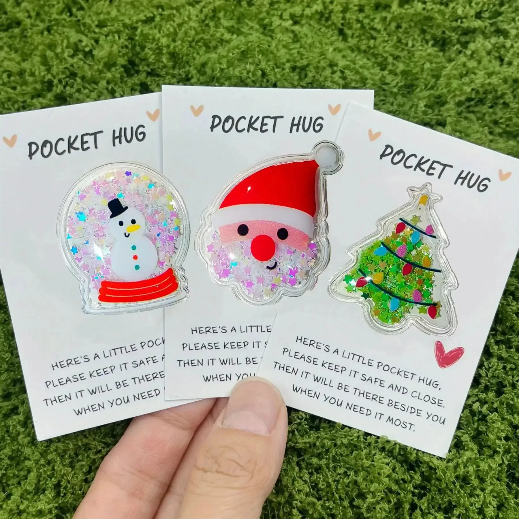 9 Pcs Quicksand Christmas Cards, Santa Claus, Christmas Trees, Reindeer, Snowman Designs, Pocket Cards For Parties Gift-Giving