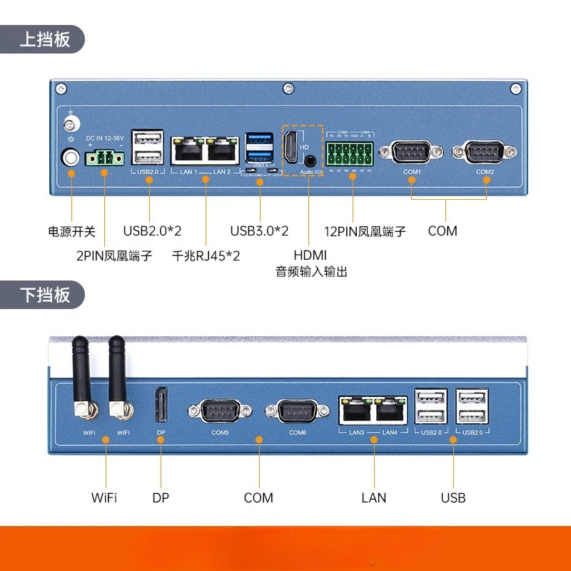 المضيف الصناعي Mini j6412/Windows/Linux/ubuntu نظام Android منفذ صناعي متعدد الشبكات المنفذ التسلسلي
