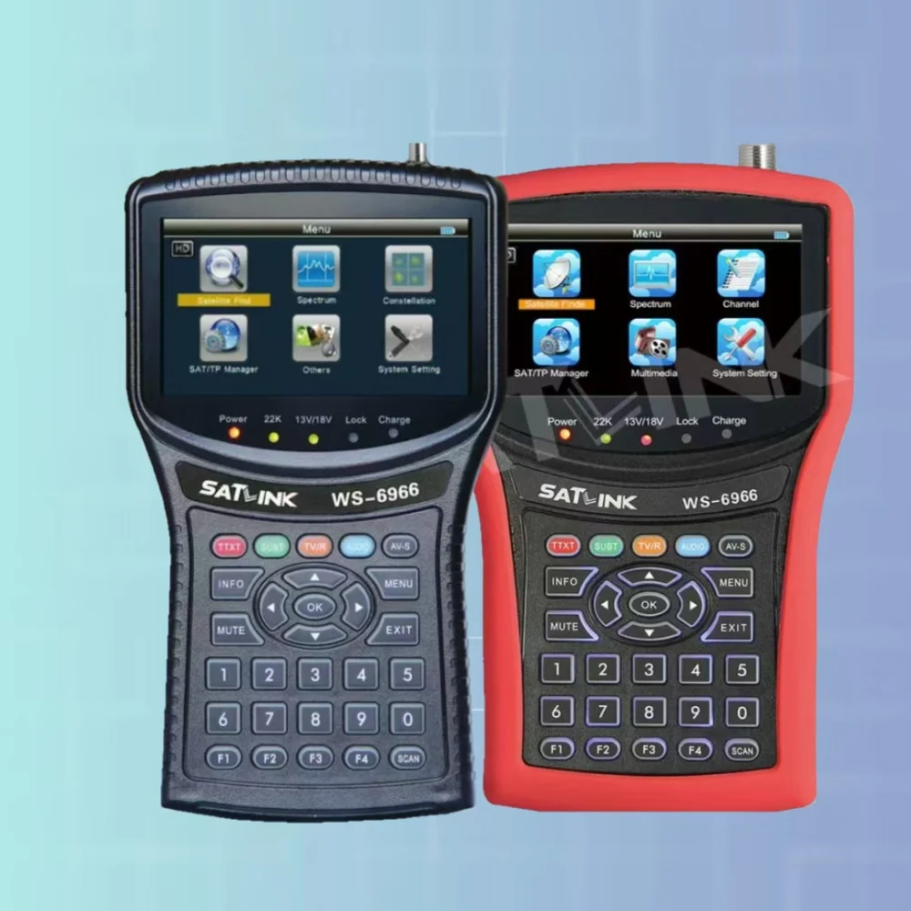 Satlink WS‑6966 HD Satellite Finder Meter, DVB‑S2 MPEG4, Spectrum Analyzer with PWR, CBER, MER for Satellite TV Installation