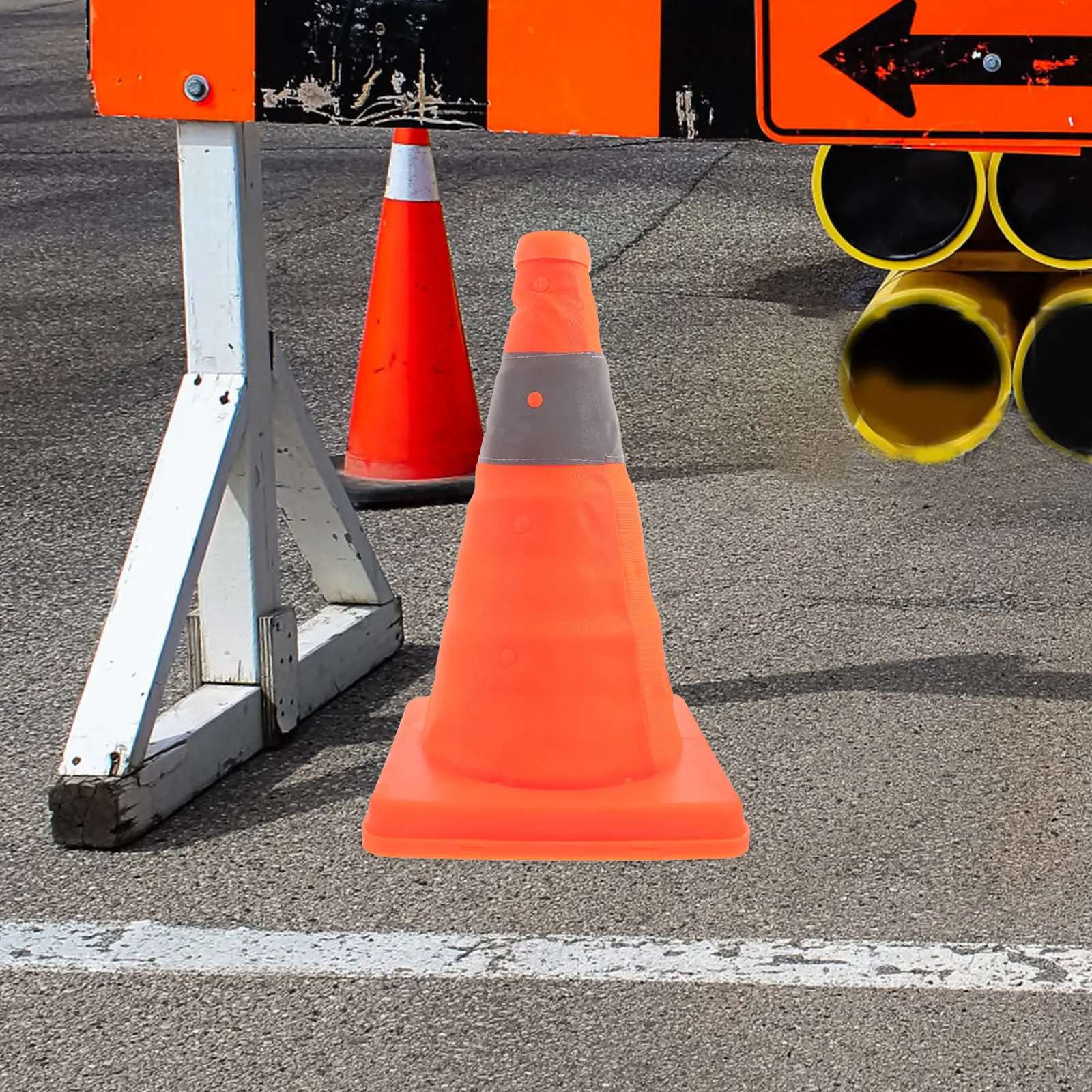 

2Pcs Foldable Traffic Cone Bright Orange Reflective Safety Cone for Emergency Parking Roadside Safety Traffic Control