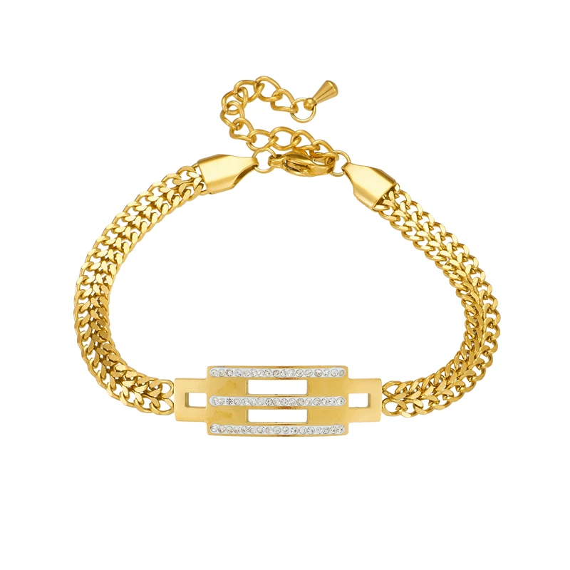 DIEYURO bracciale con strass geometrici in acciaio inossidabile 316L per le donne Luxury Fashion Color oro catena gioielli ragazza regalo Party