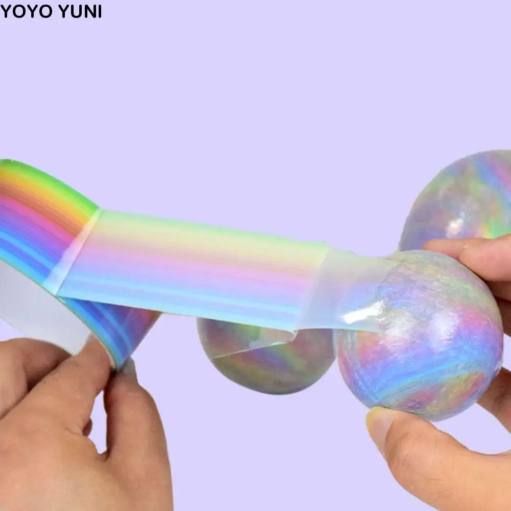 

Relaxing Toy Sticky Ball Rolling Tapes Making Colored Ball DIY Rolls Adhesive Tapes Crafting Iridescence Ball Sticky Tapes