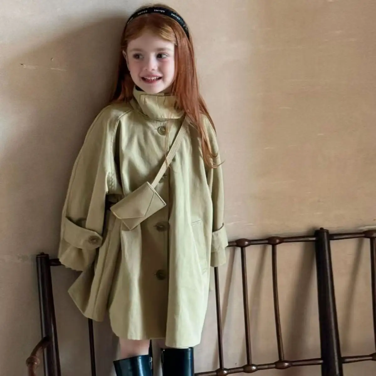 

Girls' trench coat 2025 baby fashionable high-end Korean pure cotton coat children's stylish loose jacket