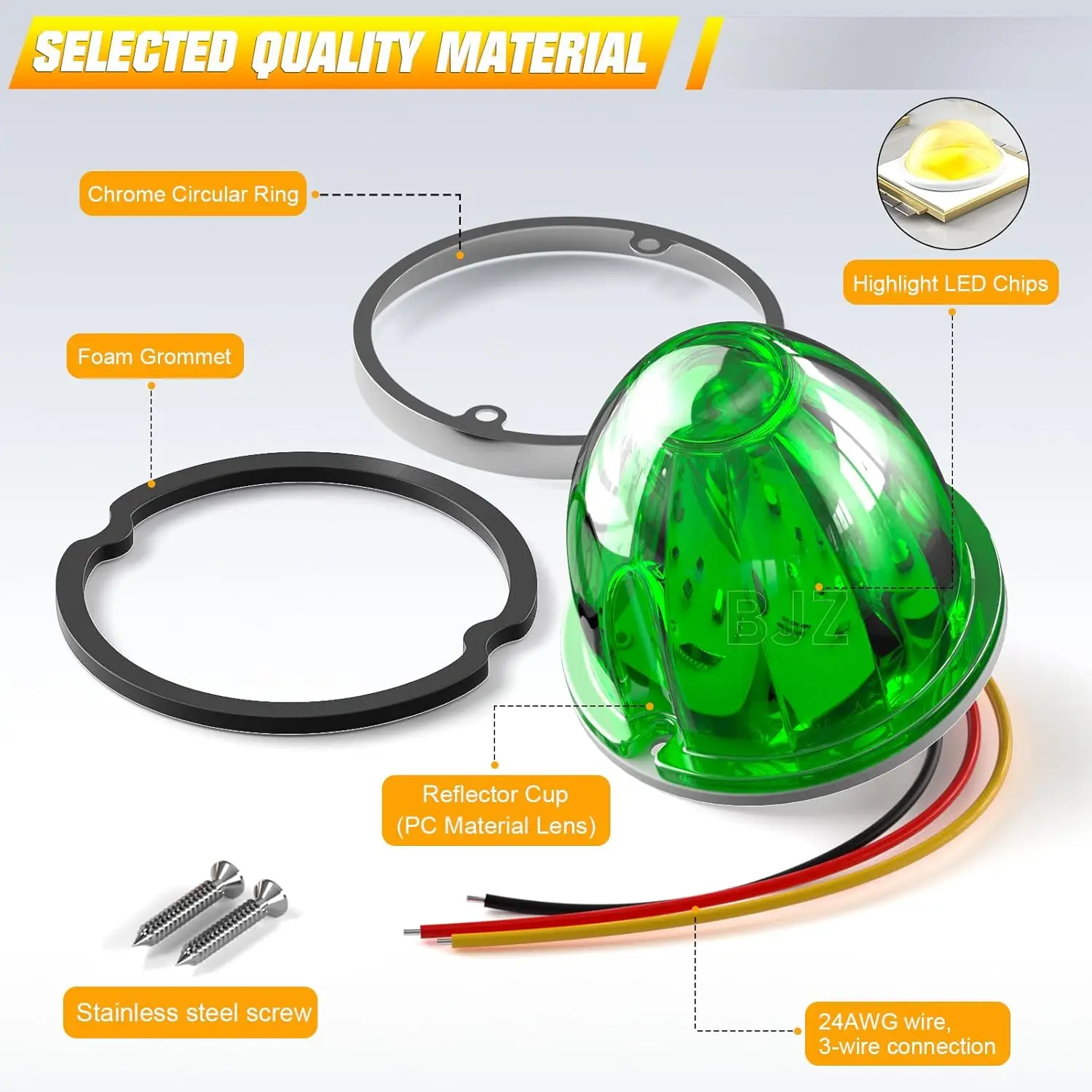 

2 шт. зеленые светодиодные стробоскопы-маркеры в форме арбуза с двойной функцией: габаритные, задние, верхние, на крышу автомобиля