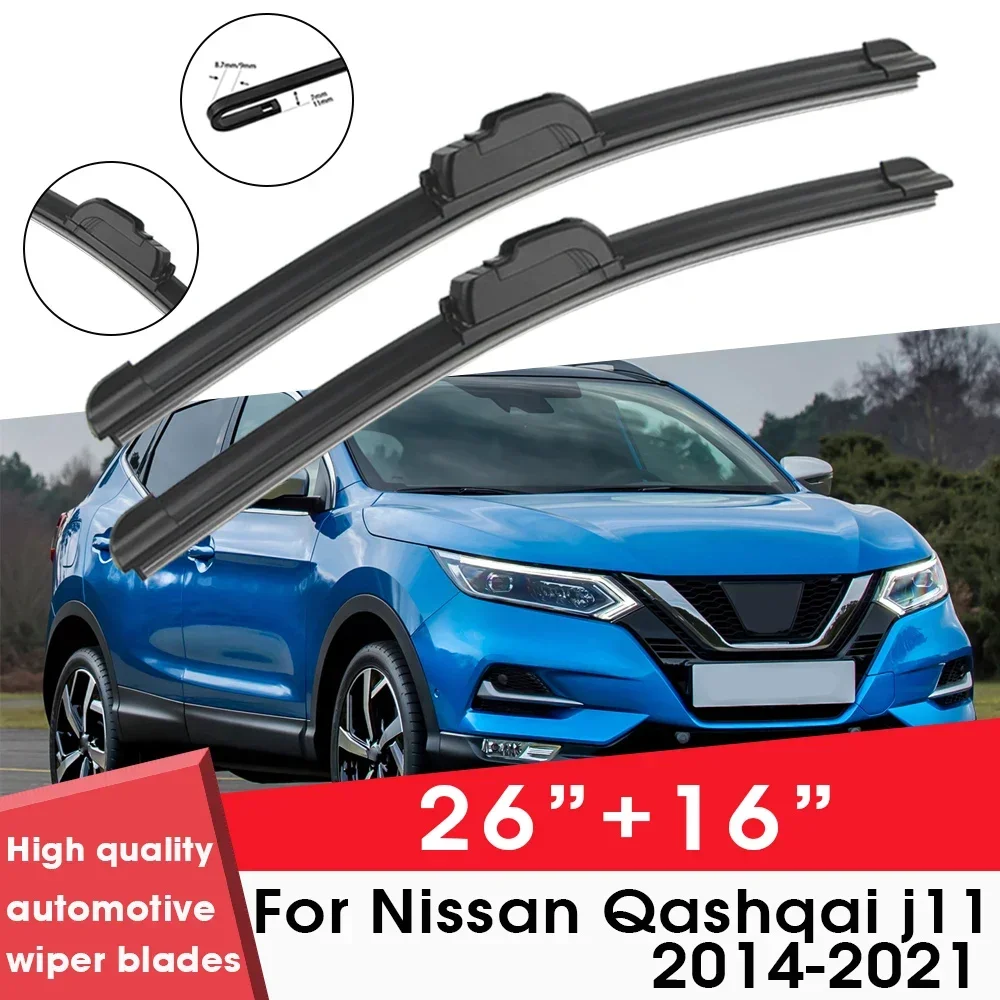 

Car Wiper Blade Blades For Nissan Qashqai j11 2014-2021 26"+16" Windshield Windscreen Clean Rubber Silicon Cars Wipers