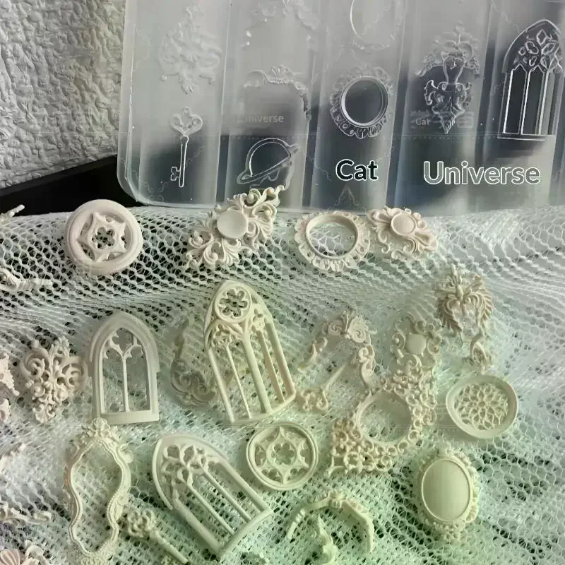 3D Silicone Nail Art Mold European Style Retro Patterns Candlestick Candle Design Decor DIY Transparent Manicure Template