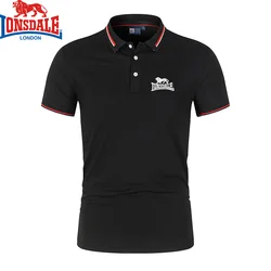 Haftowana nowa letnia koszulka Polo LONSDALE męska wysokiej jakości męska koszulka Polo z krótkim rękawem Top Business Casual