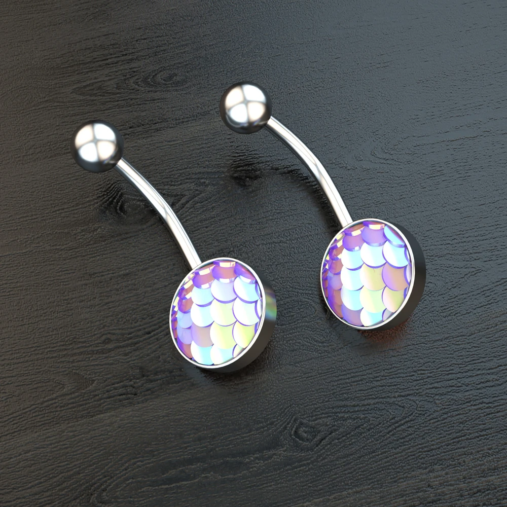 Surgical Steel Crystal Belly Button Piercing Set