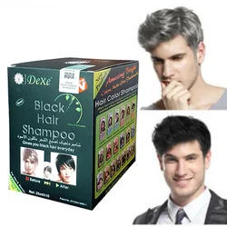 Black Hair Shampoo 5 Mins Dye Hair Into Black Herb Natural Faster Black Hair Restore Colorant Shampoo and Treatment 10pcs