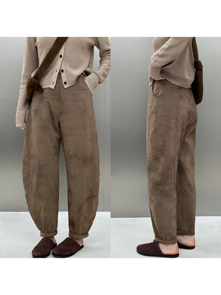 

Bodhl Casual Pants Silk Wool Blend High Waist Wide Leg Loose Fit Regular Thin Spring 2025 Artistic Vintage Japanese S...