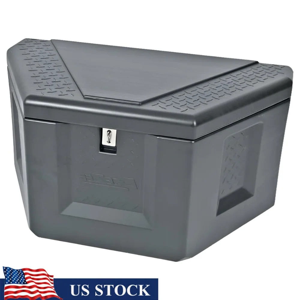 Triangle Trailer Tongue Tool Box Durable Plastic Storage Heavy Duty Security Hasp Lightweight Universal Fit Tool Storage Box