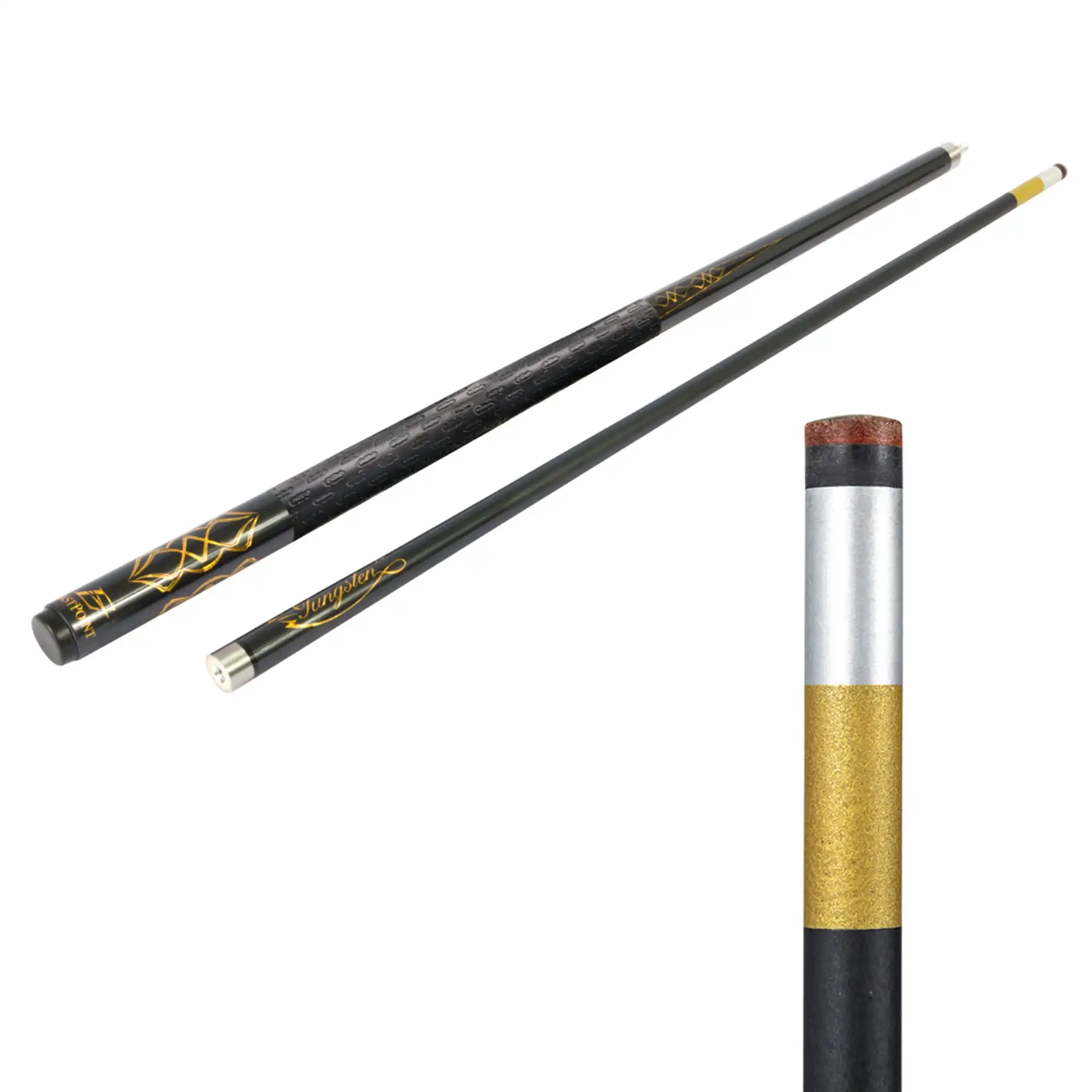 

58" tungsten steel two-piece premium pool cue with composite shaft for intermediate and advanced players