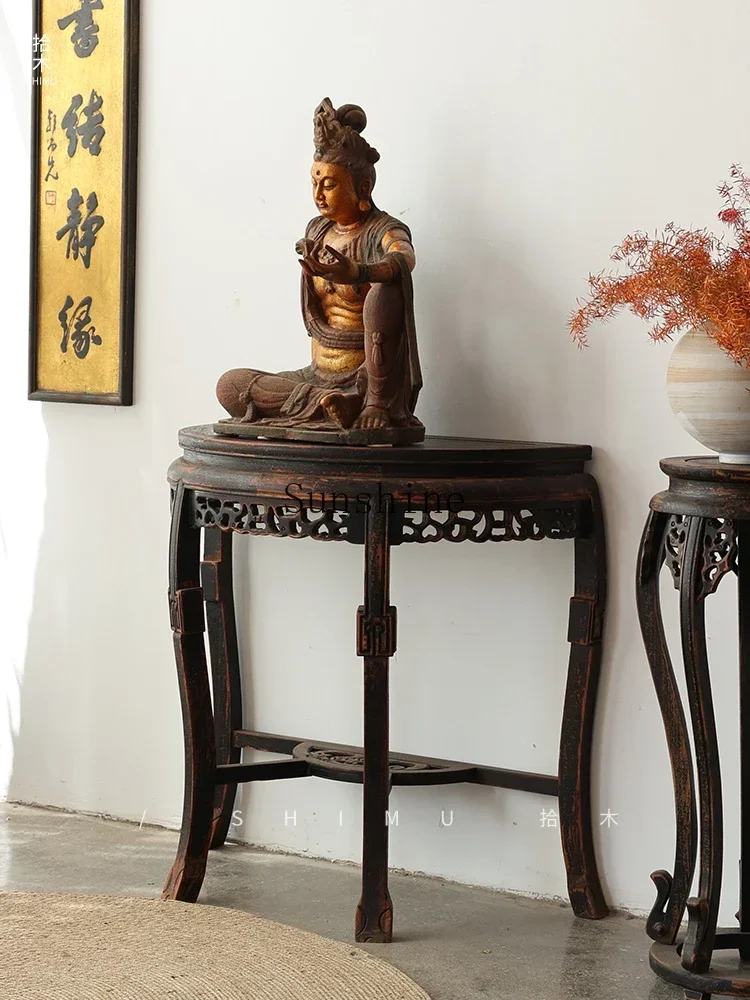 

Half table round table Xuanguan platform solid wood Chinese desk antique and old