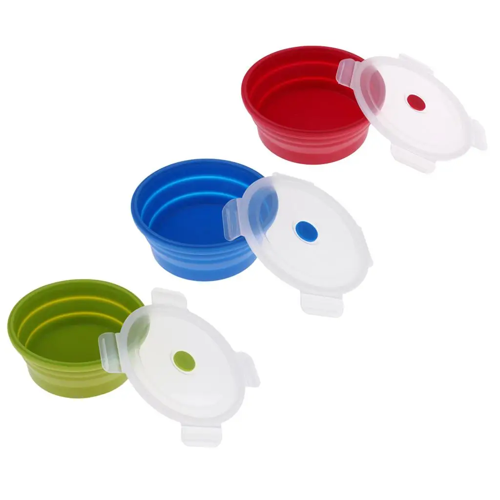 silicone folding bowl com tampa telescopica dobravel reisen im freien camping tool 01