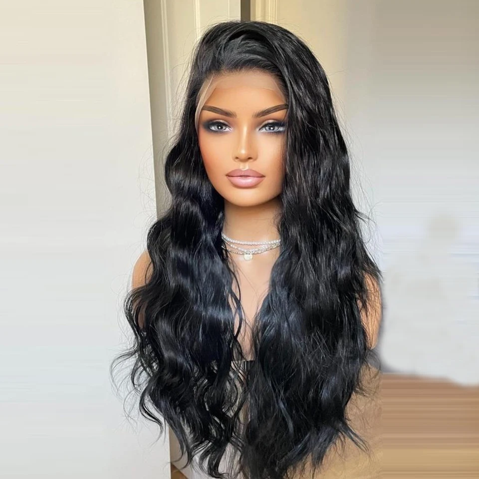 Charisma 26 Inches Long Water Wave Synthetic Lace Front Wig Platinum Blonde Wigs For Women Frontal Wig Cosplay Black Wigs