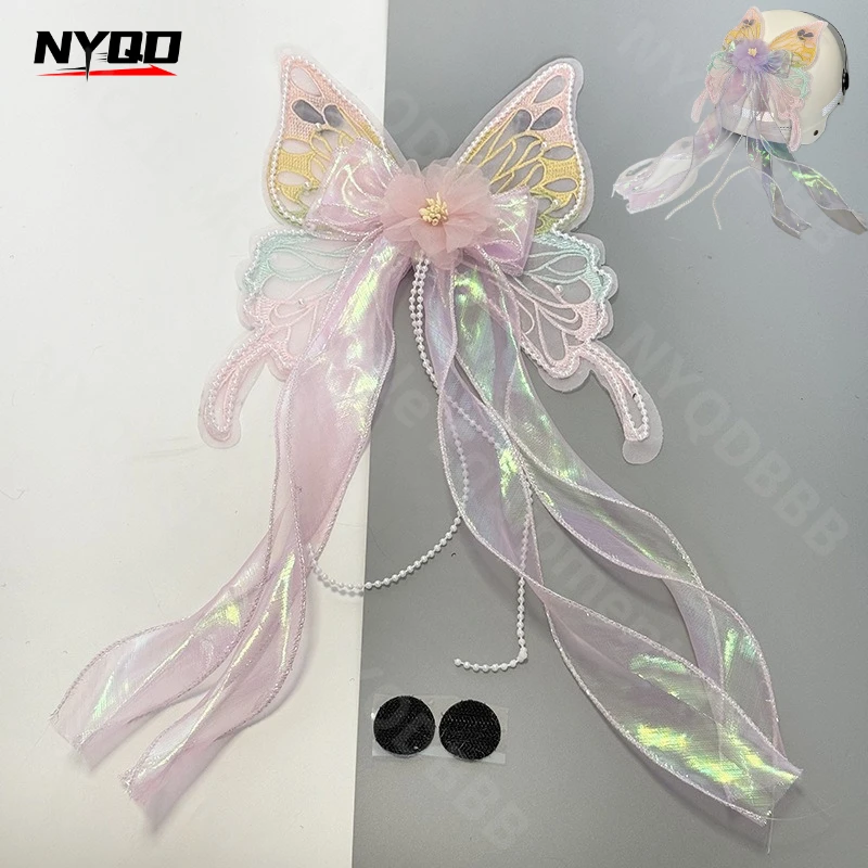 

Motorcycle Helmet Bow Decoration Female Scooter Pedal Electric Scooter Decoration Ribbon Oversized Full Helmet Accessory