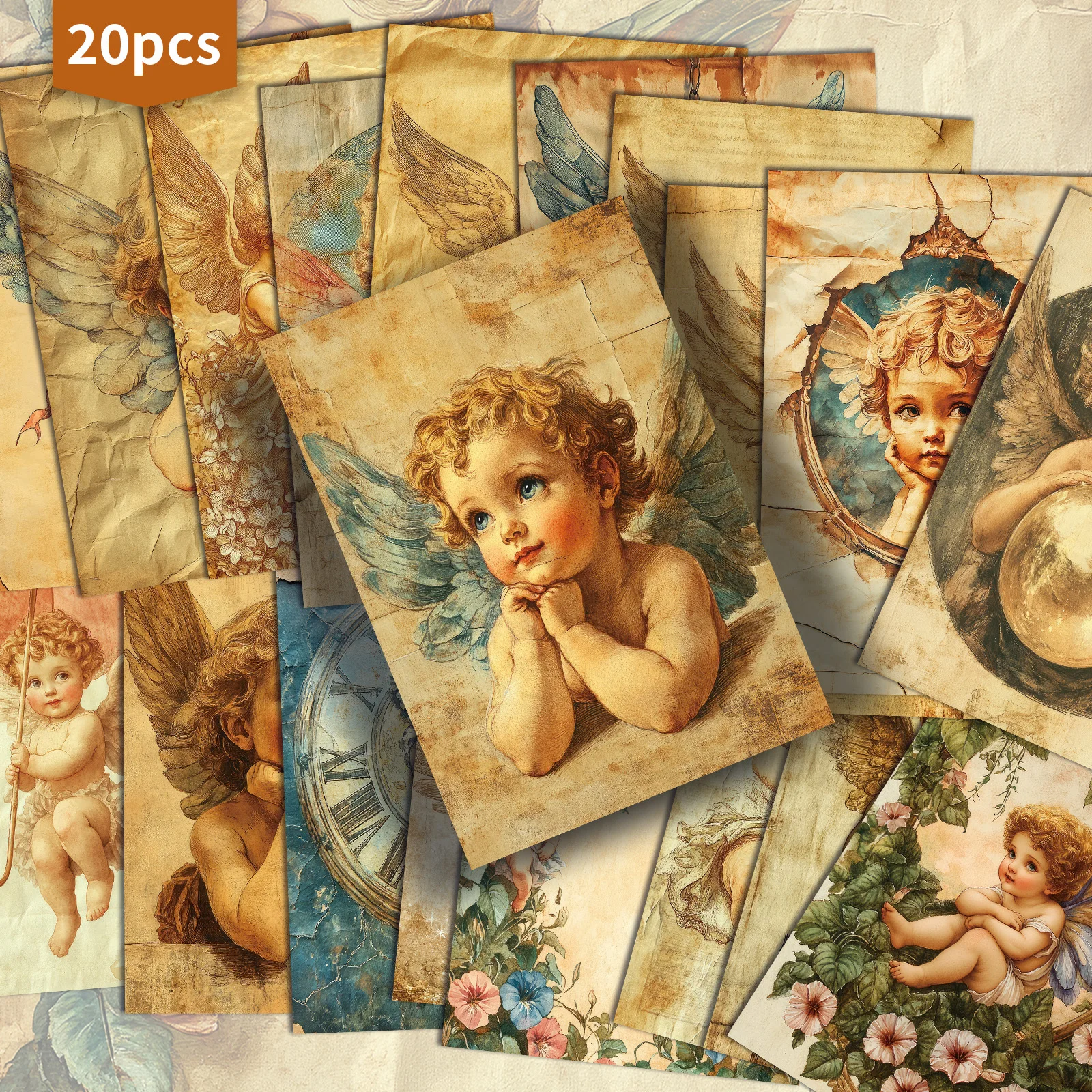 20PCS Vintage Cute Little Angel Postcards, Vintage Grocery Diary Paper, Classic Girl Illustrations, Collectible Decorative Cards