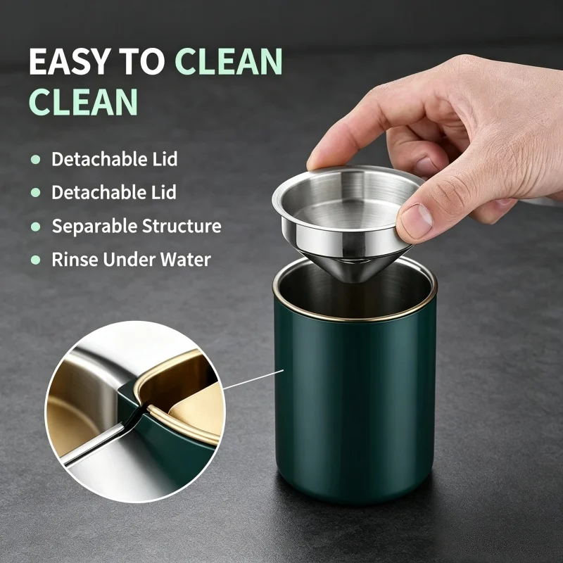 Creative Detachable Stainless Steel Ashtray Windproof Funnel Ash Holder Anti‑Fly Ash Home Living Room Bedroom Office Decoration