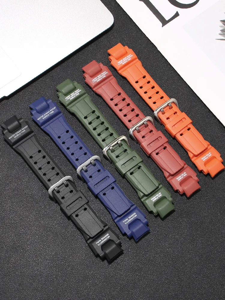 Rubber Watch Strap for C-a-s-i-o GW-A1100 G-1400 GW4000 GA-1000 Men's Black Silicone