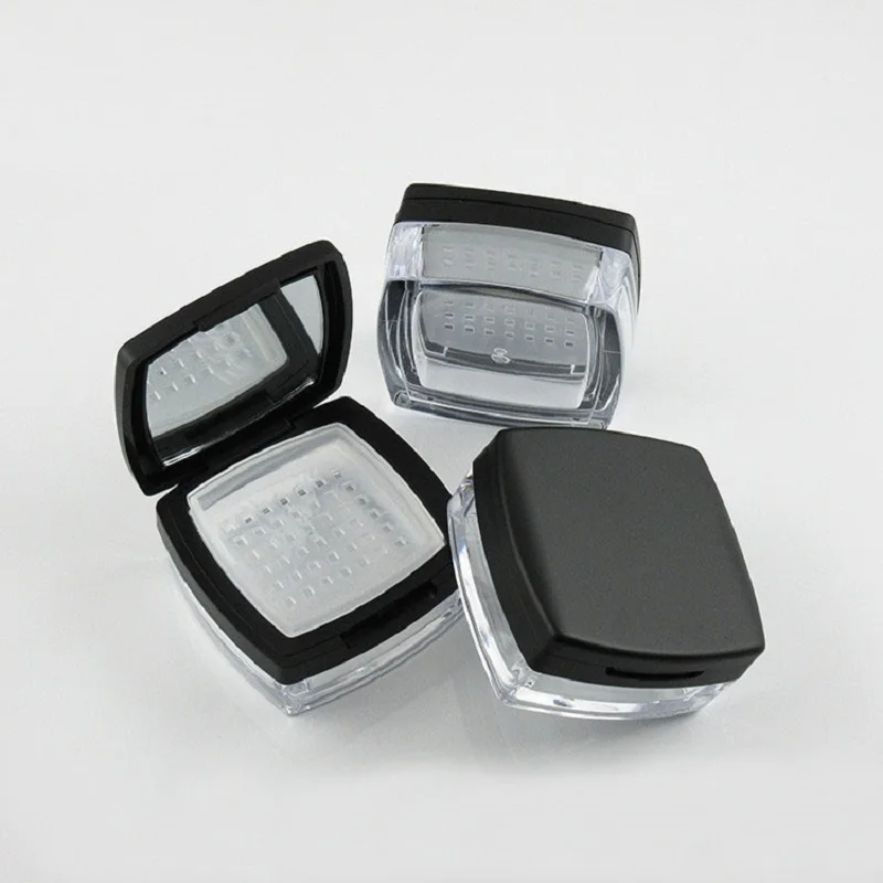 10g forma quadrada pote pote peneira de lata espelho caixa de pó solto recipiente de gel compõem embalagem de frasco cosmético