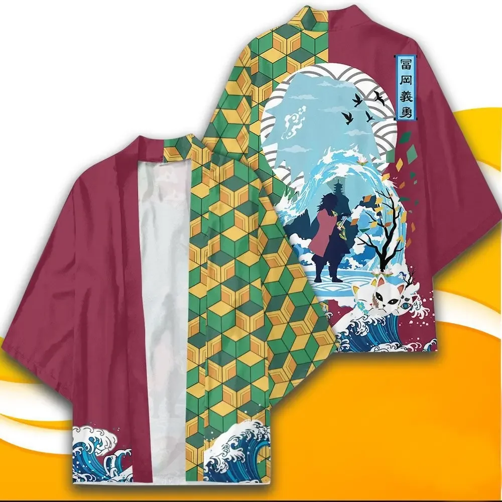 Kimono Cosplay Demon Slayer Kimono Cloak Fireside Tanjiro Your Bean Same Style Three-quarter Sleeves