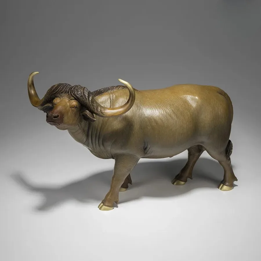 Large Copper Water Buffalo Art Collection Home Office Decor Bronze Statue African Buffalo Copper Sculpture