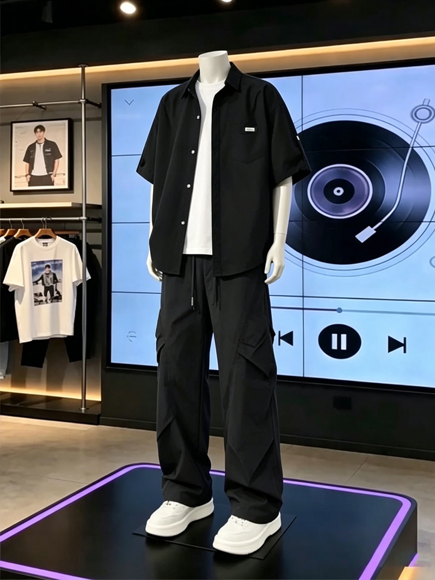 

Outdoor Quick Dry Sports Ice Silk Cool Feeling Men's Three Piece Set Summer Shirt Jacket with Workwear Pants Complete Set