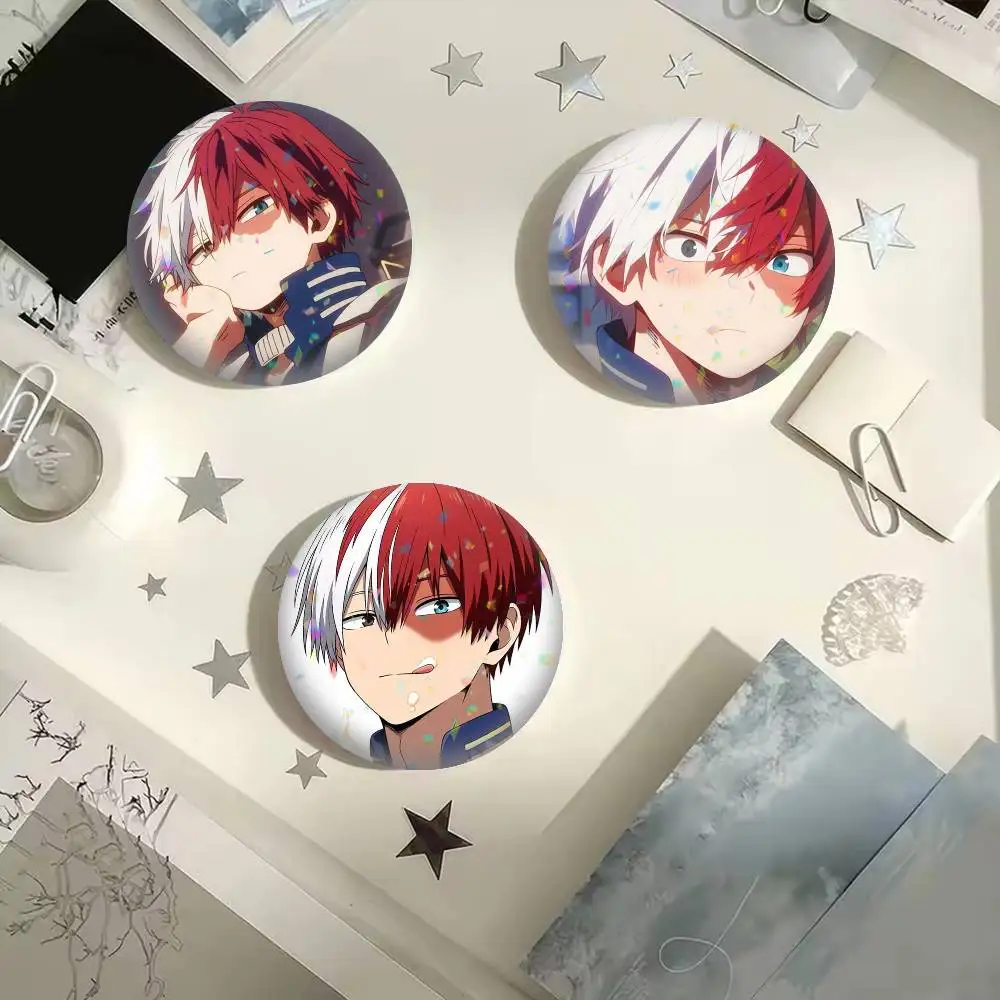 Cartoon Shoto T-Todoroki Cool  25mm 32mm 44mm 58mm 75mm Brooches Badges Pins for Accessories Gift