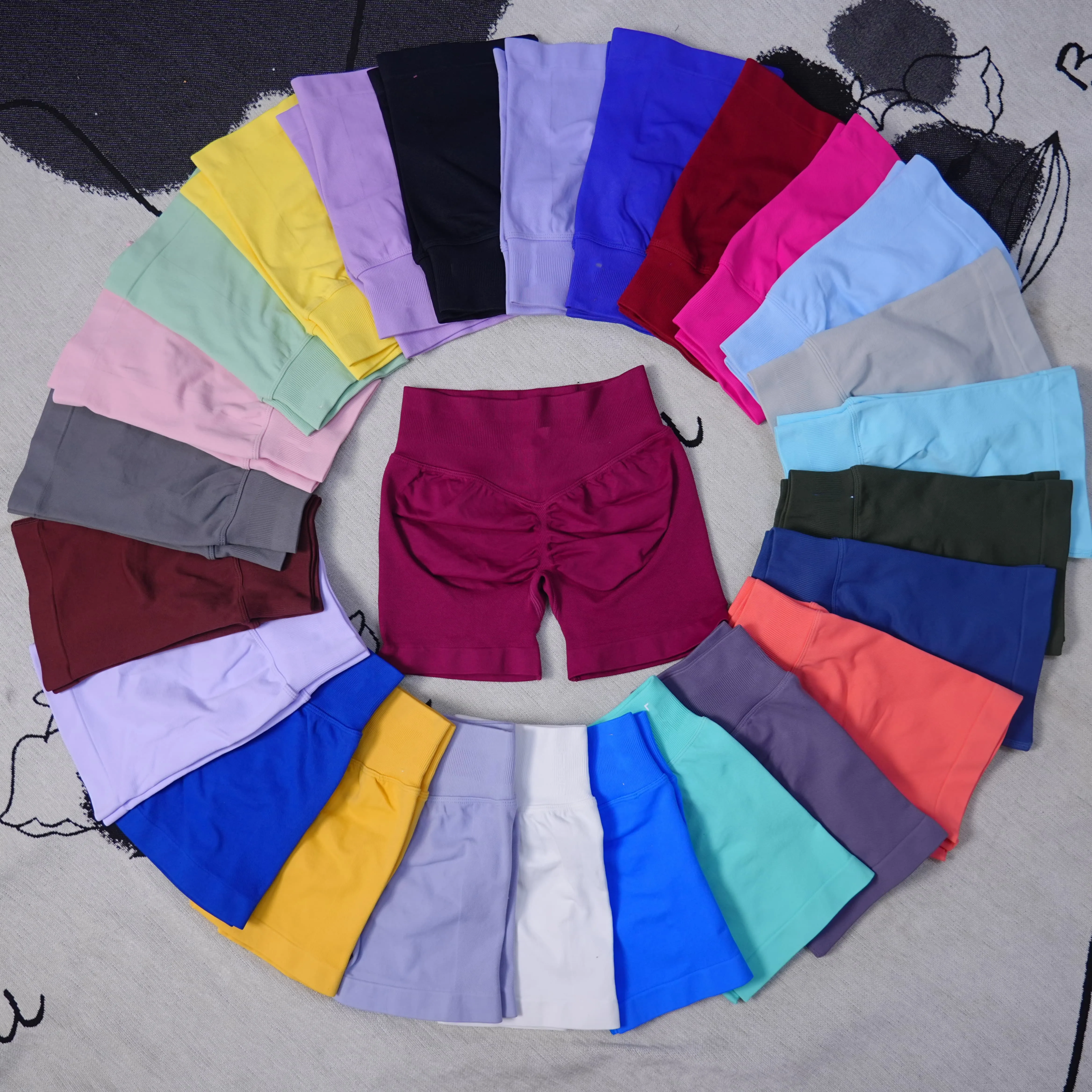 اليوغا DF السراويل الديناميكية 4.5 "المرأة سلس اليوغا السراويل عالية الخصر بعقب رفع تنفس تجريب رياضة الجري الراحة