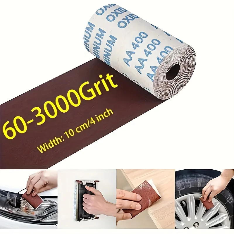 1 Piece of 39.37-Inch Diamond Emery Roll, 60-800 Sanded Paper Roll Assorted Sandpaper for Woodworking Automotive Metal Polishing