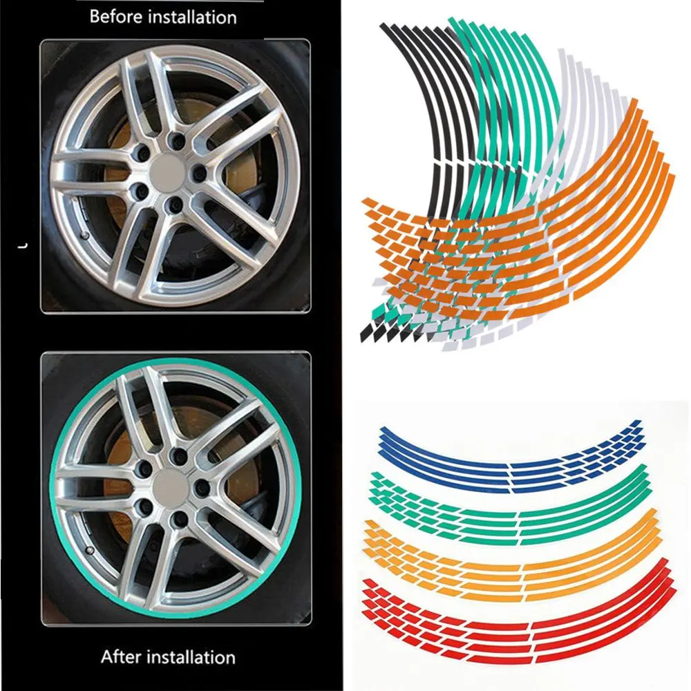 Auto Accessories Personality Tire Strips Reflective Rim Tape Wheel Sticker Motorbike  Decals
