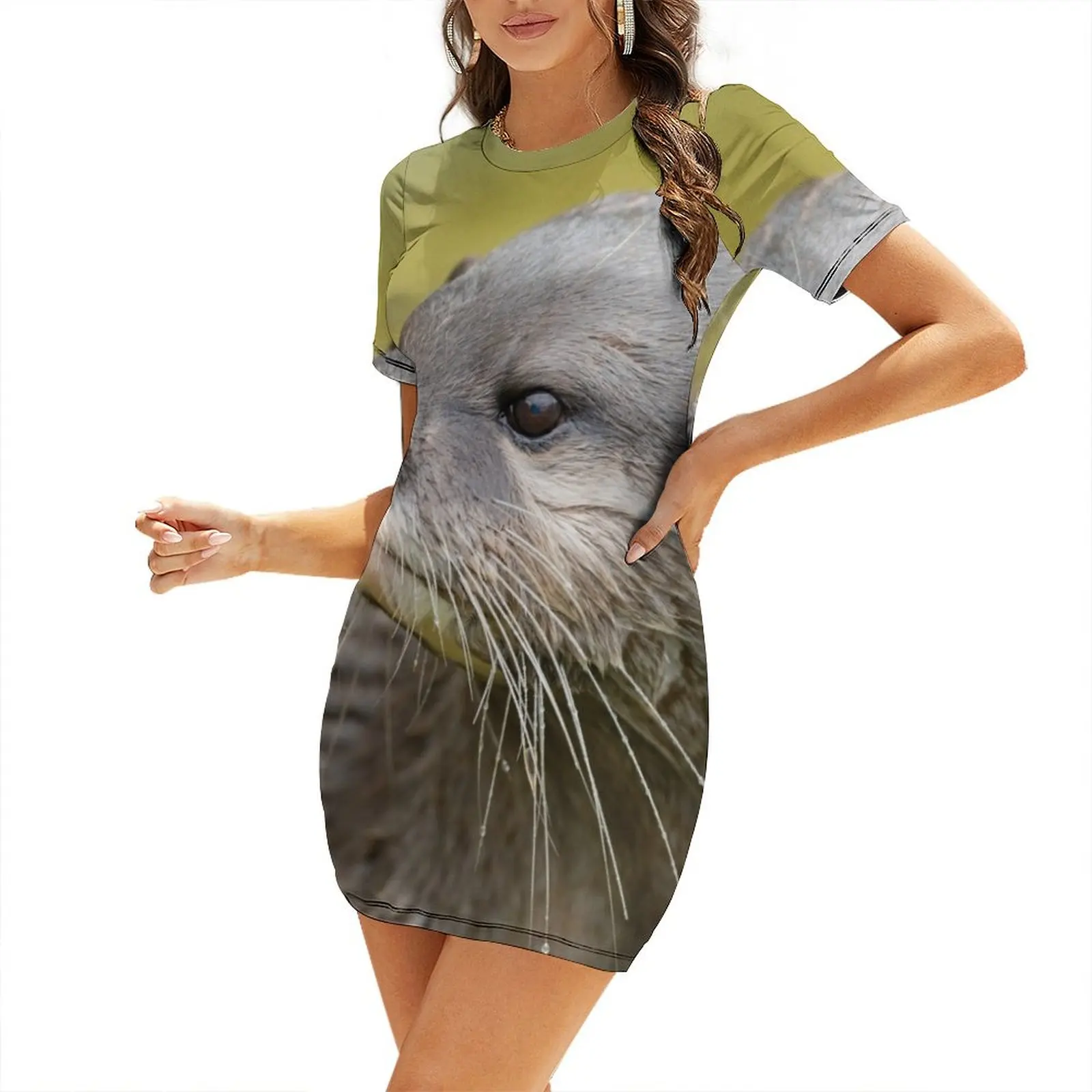 

Otter Looking Behind Him Short-Sleeved Dress Womens dresses Dress women summer clothes Dress