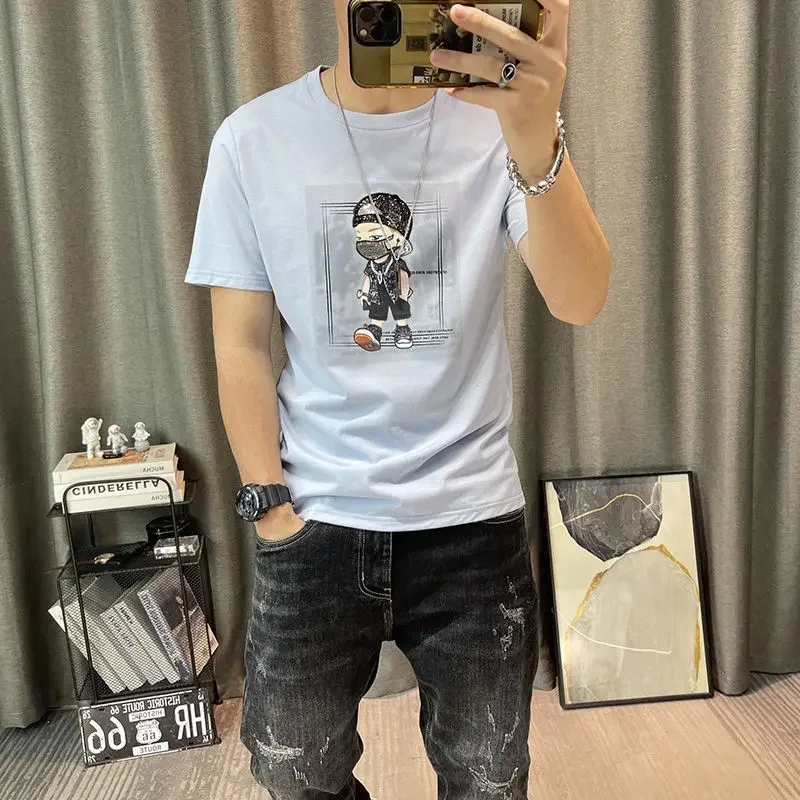 

Male Tees Shirts O Neck 100℅ Cotton Anime Chic Cheap Clothes Fashion Tops Summer Basic Ordinary Korean Popular Y2k Men's T-shirt
